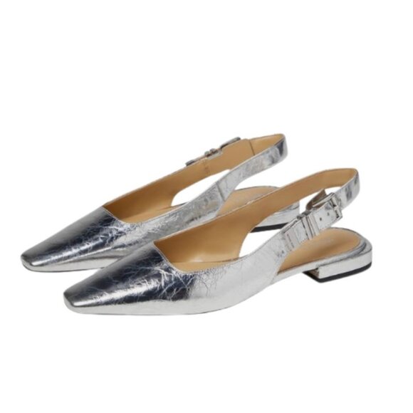 Michael Kors Darrington Metallic Logo Slingback Flats Size 6- Floor Sample - Picture 1 of 4